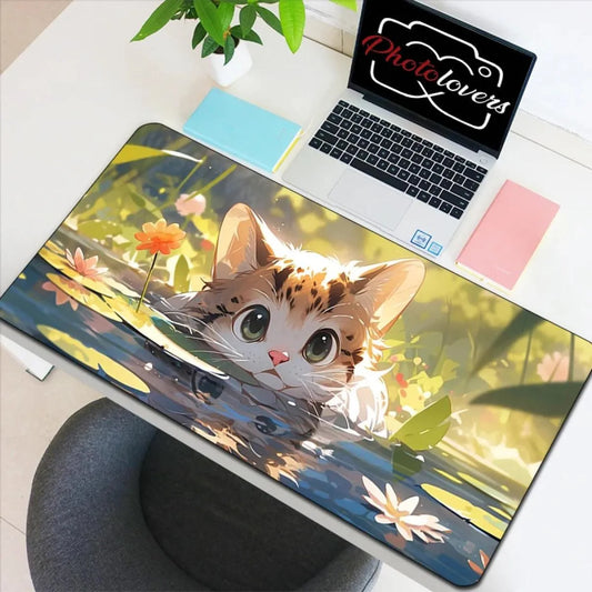 Tapis de souris XXL chat kawaii nature