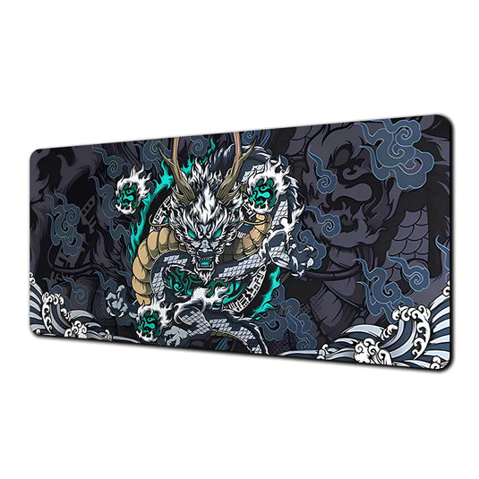 tapis de souris xxl dragon anime vert et gris