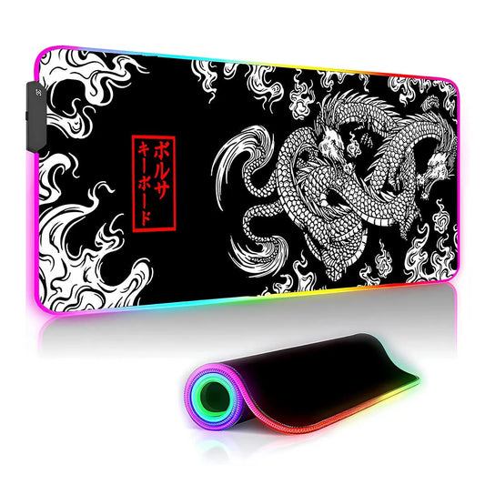 tapis de souris xxl rgb dragon blanc