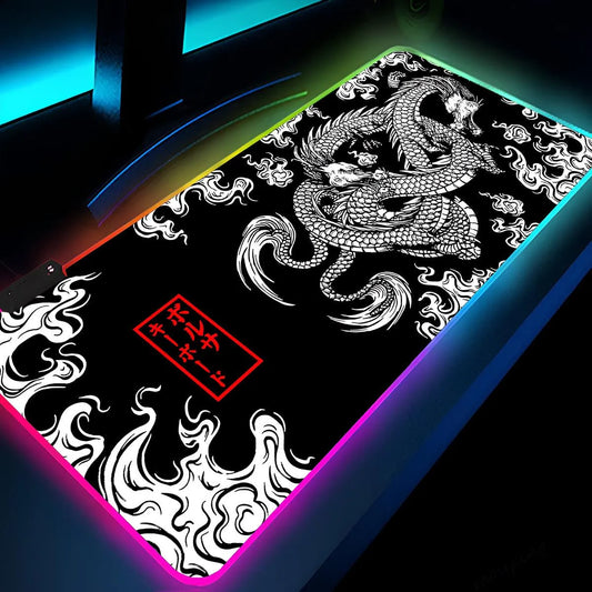 tapis de souris xxl rgb dragon blanc anime japon