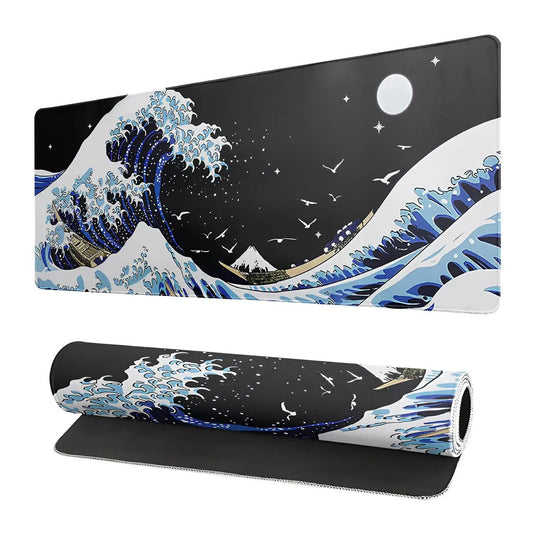 tapis de souris xxl bureau vagues japon