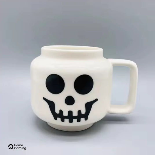 Tasse céramique personnage jeux vidéo crâne blanc cartoon